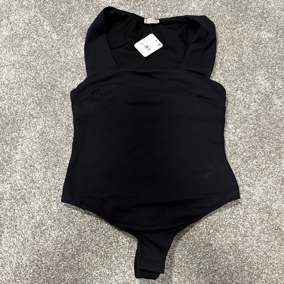 Black Tops - NWT Free People Black Square Neck Body Suit